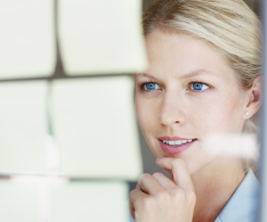 lady checking notes