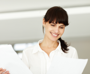 lady checking notes